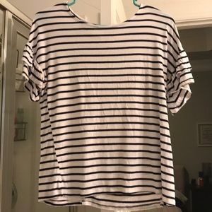 Agnes and Dora grill sleeve top navy stripe